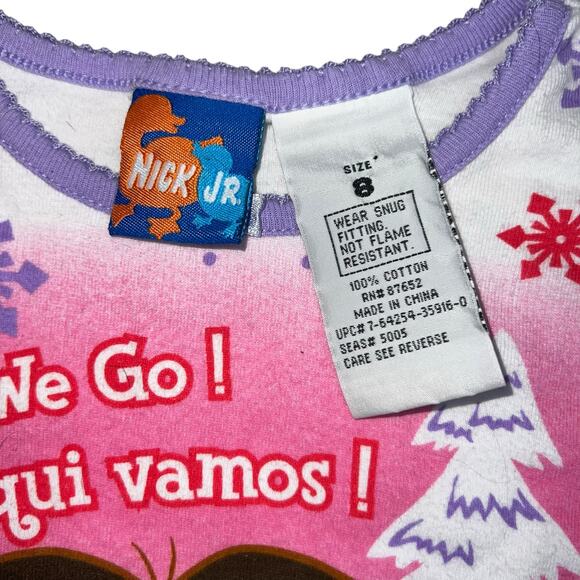Vintage Y2K Dora the Explorer Nick Kids Here we go! holiday ice skating PJ top 8 - Picture 3 of 7